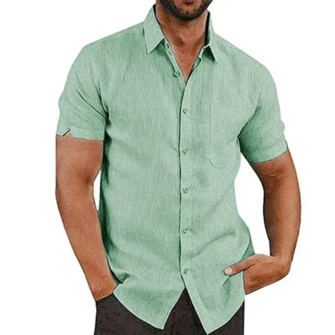 Men's Short Sleeve Summer Shirt Relaxed Button Up
