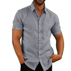 Men's Short Sleeve Summer Shirt Relaxed Button Up