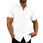 Men's Short Sleeve Summer Shirt Relaxed Button Up