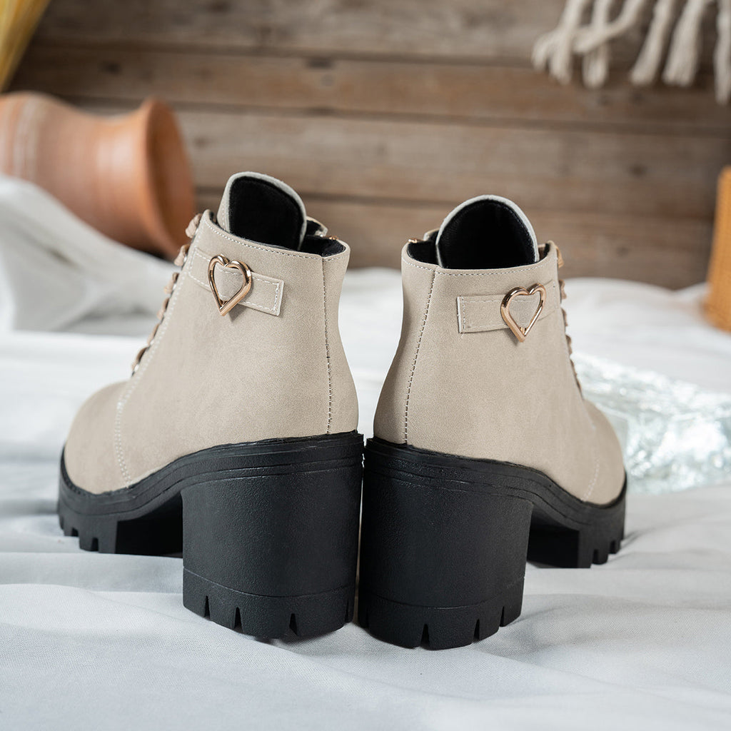 Women's Lace-Up Ankle Boot with Block Heel