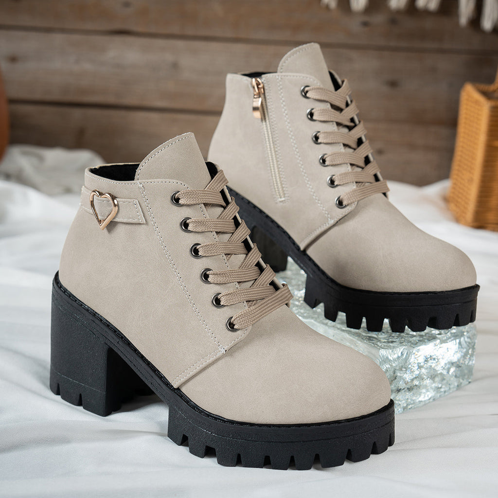 Women's Lace-Up Ankle Boot with Block Heel