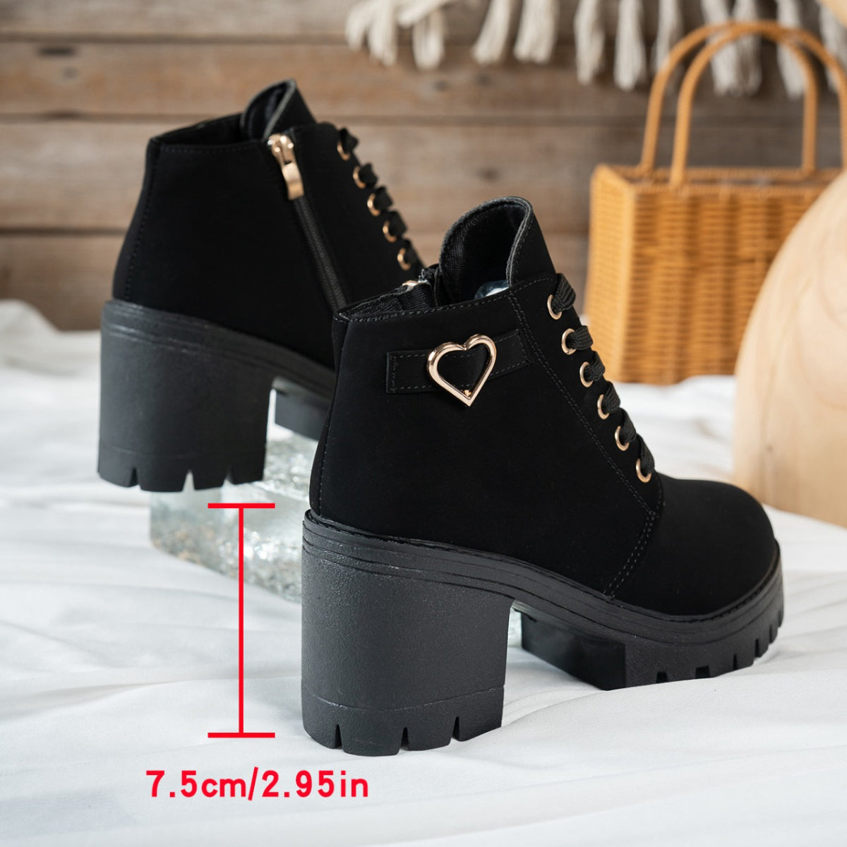 Women's Lace-Up Ankle Boot with Block Heel