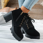 Women's Lace-Up Ankle Boot with Block Heel