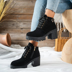 Women's Lace-Up Ankle Boot with Block Heel