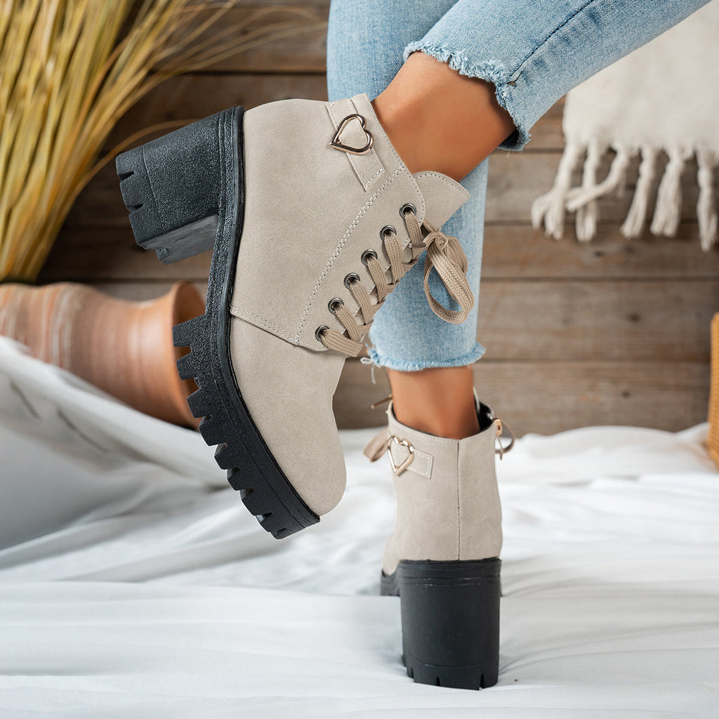 Women's Lace-Up Ankle Boot with Block Heel