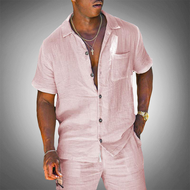 Men's Linen Two Piece Relaxed Fit Shirt and Trouser