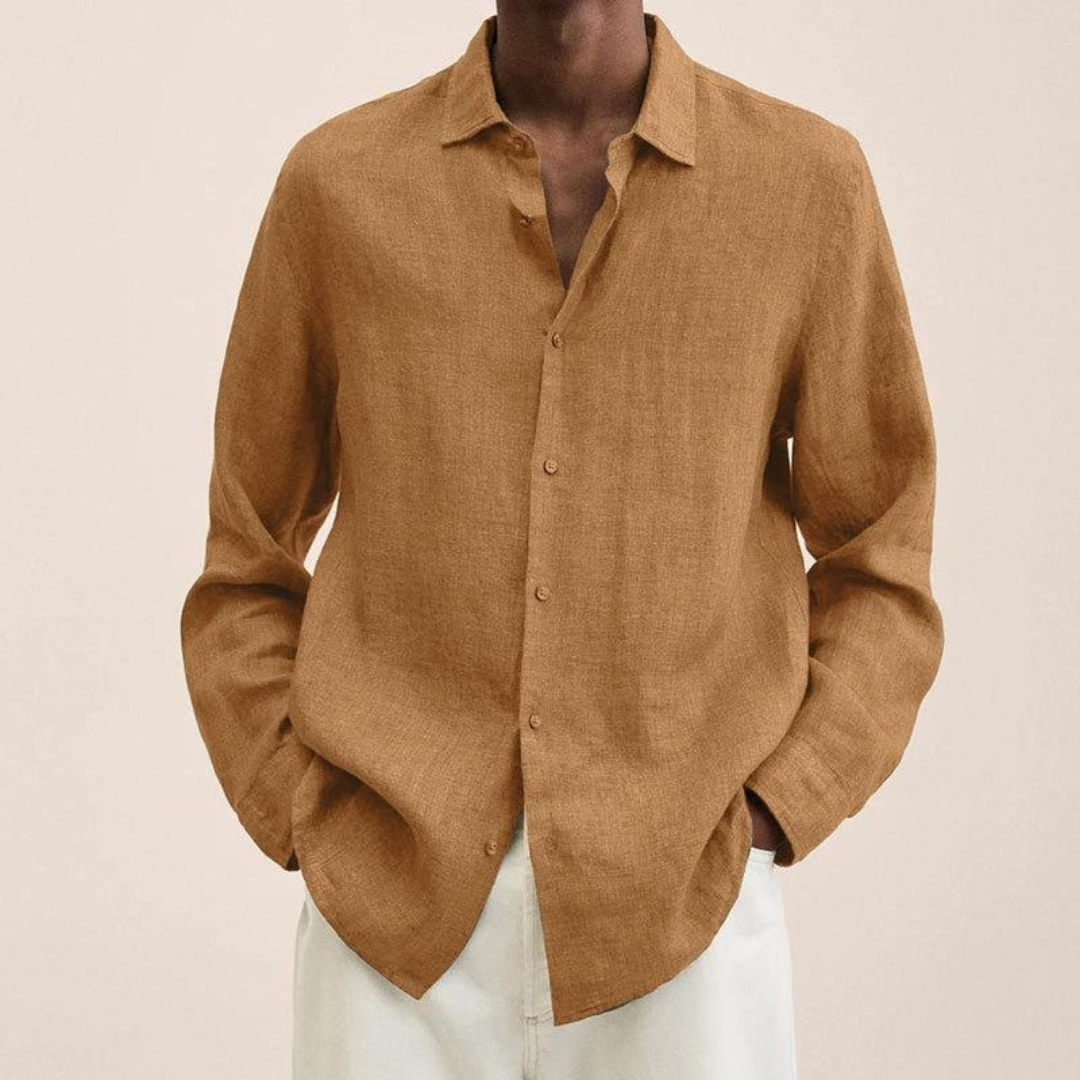 Men's Relaxed Long Sleeve Shirt Lightweight Smart Casual Style