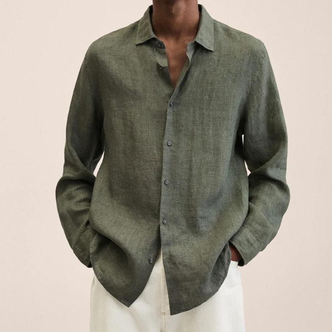 Men's Relaxed Long Sleeve Shirt Lightweight Smart Casual Style