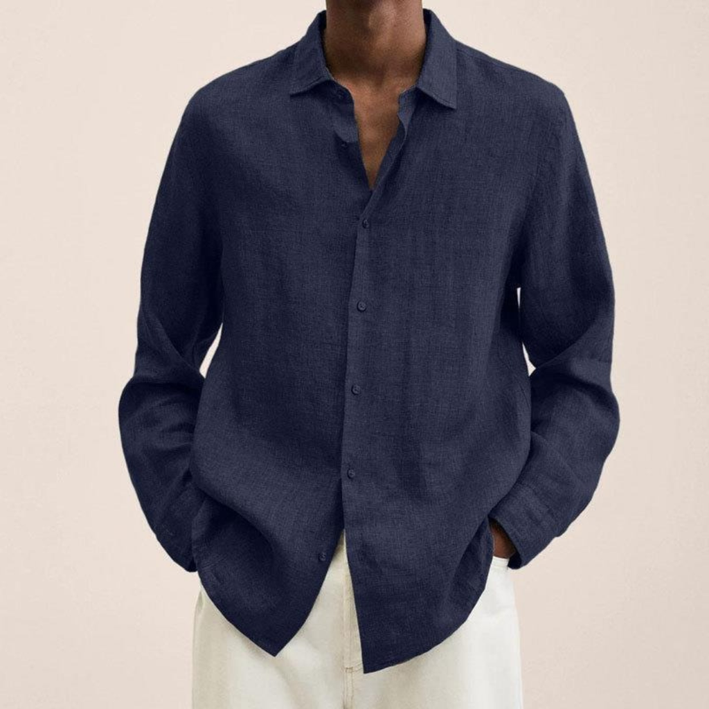Men's Relaxed Long Sleeve Shirt Lightweight Smart Casual Style