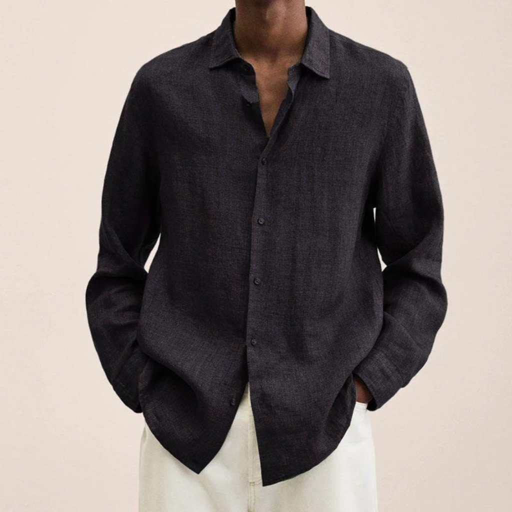 Men's Relaxed Long Sleeve Shirt Lightweight Smart Casual Style
