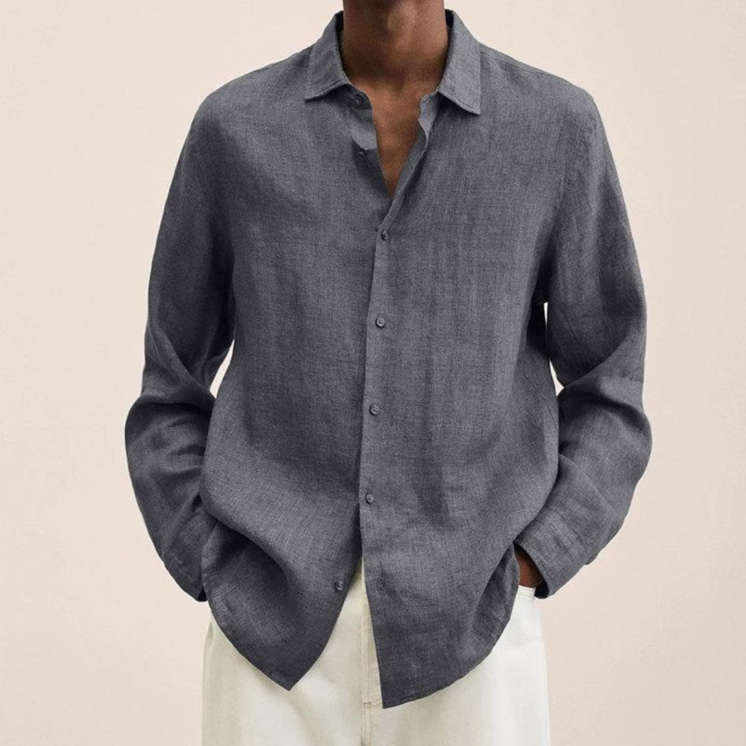 Men's Relaxed Long Sleeve Shirt Lightweight Smart Casual Style