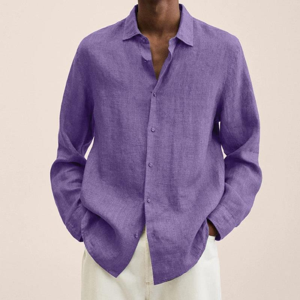 Men's Relaxed Long Sleeve Shirt Lightweight Smart Casual Style