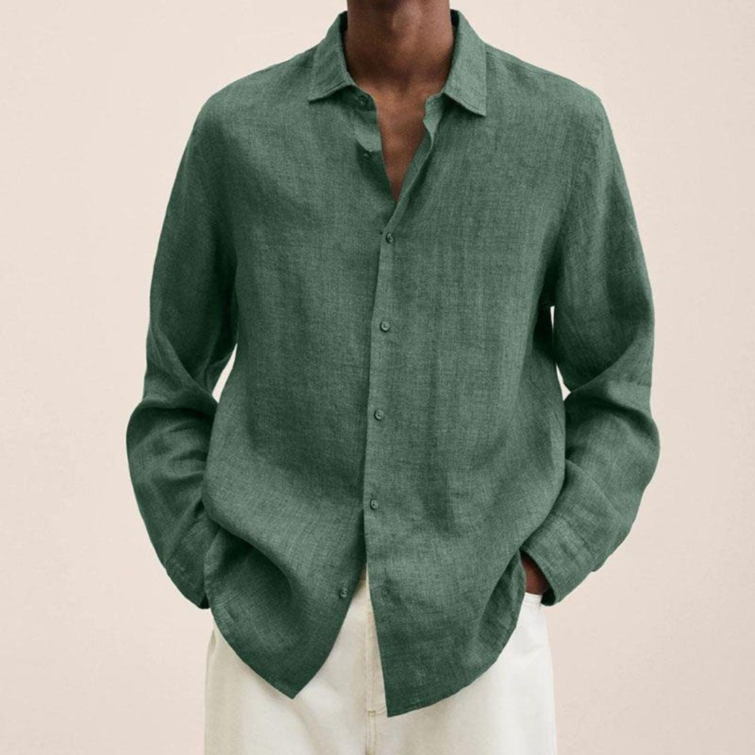 Men's Relaxed Long Sleeve Shirt Lightweight Smart Casual Style