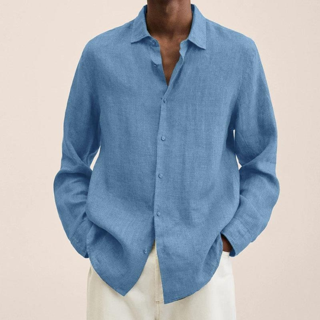 Men's Relaxed Long Sleeve Shirt Lightweight Smart Casual Style