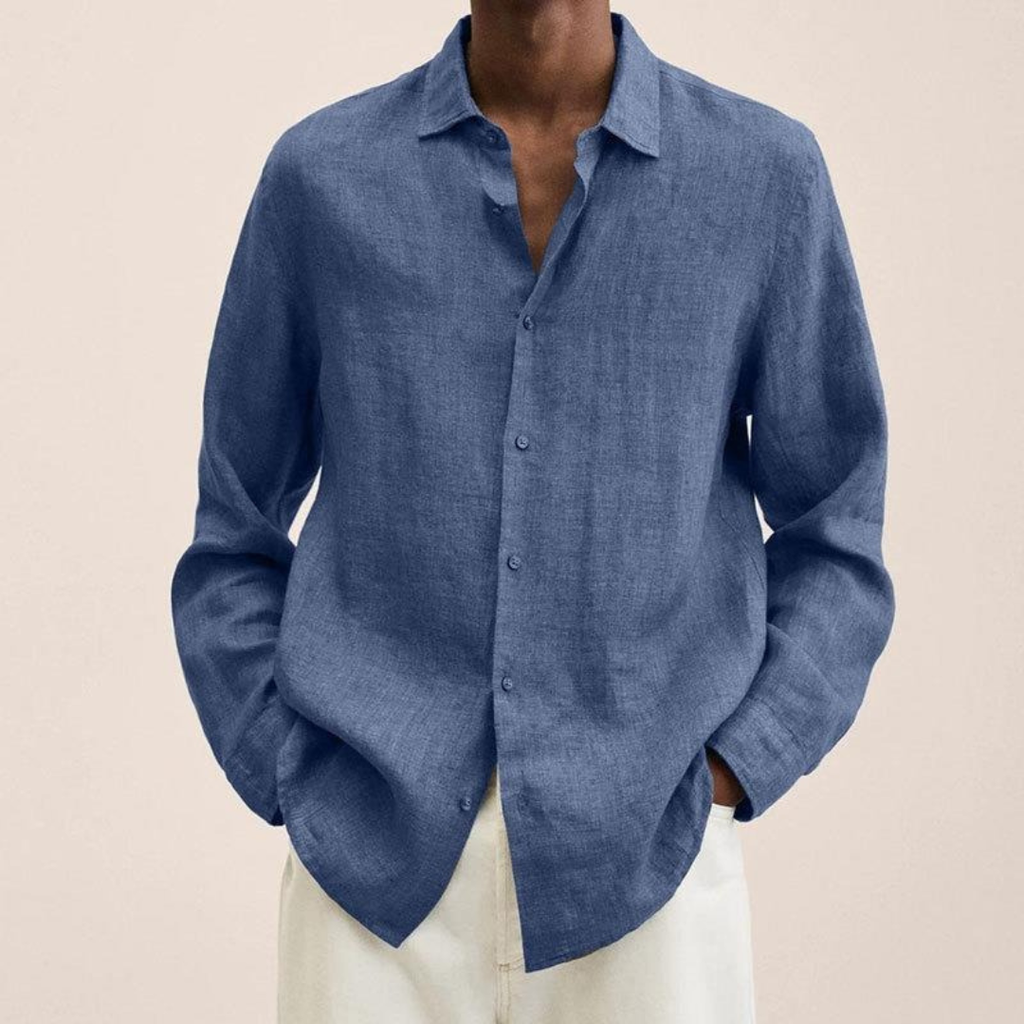 Men's Relaxed Long Sleeve Shirt Lightweight Smart Casual Style