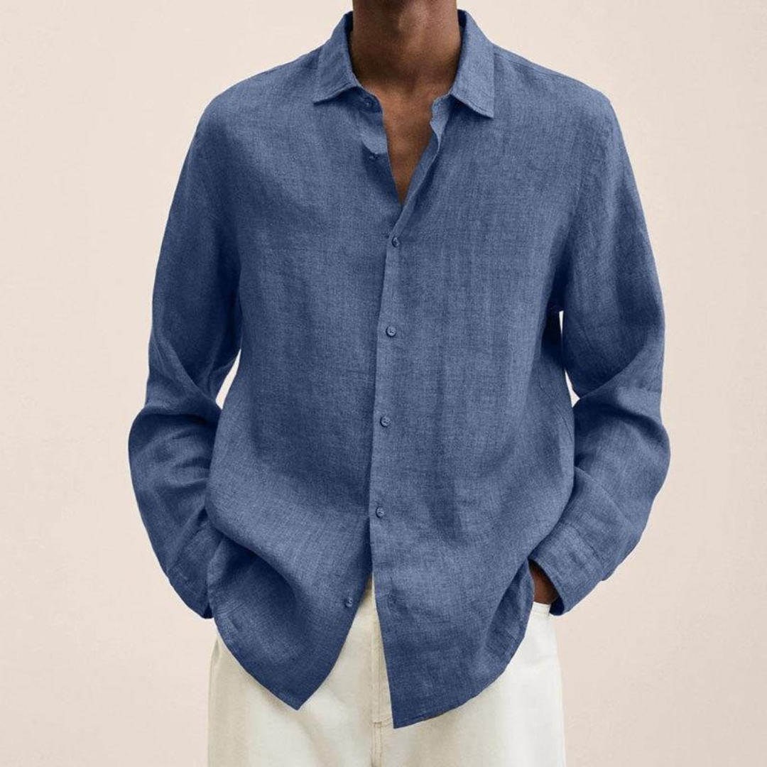 Men's Relaxed Long Sleeve Shirt Lightweight Smart Casual Style