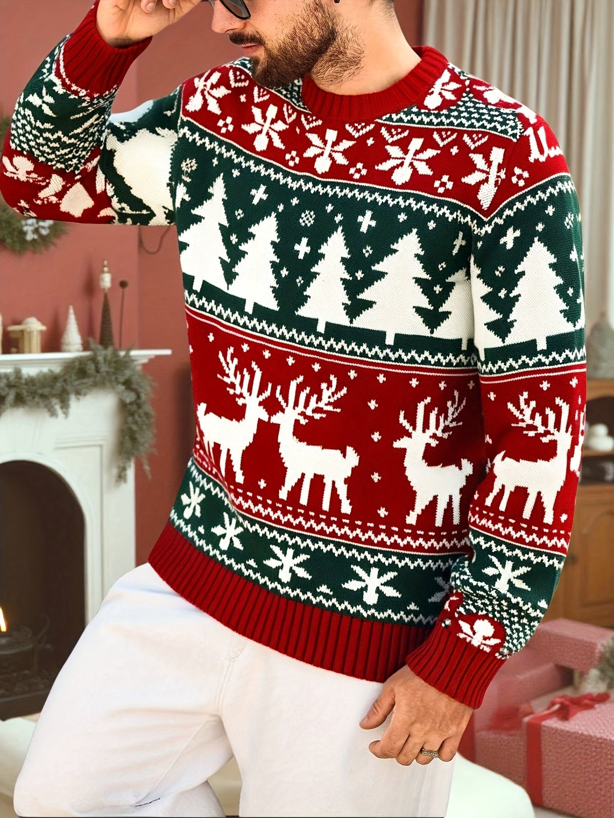 Women's Relaxed Holiday Knit Sweater for Family Gatherings