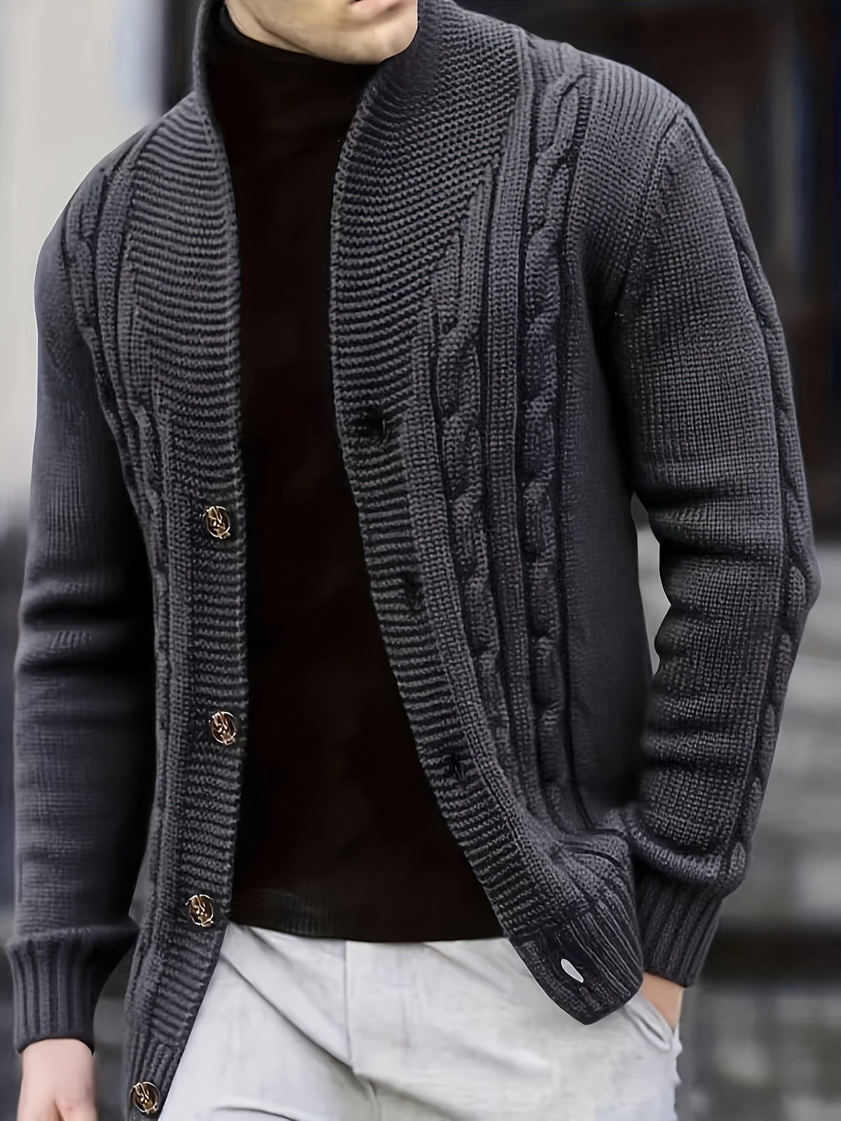 Women's Textured Cable-Knit Cardigan with Button Front