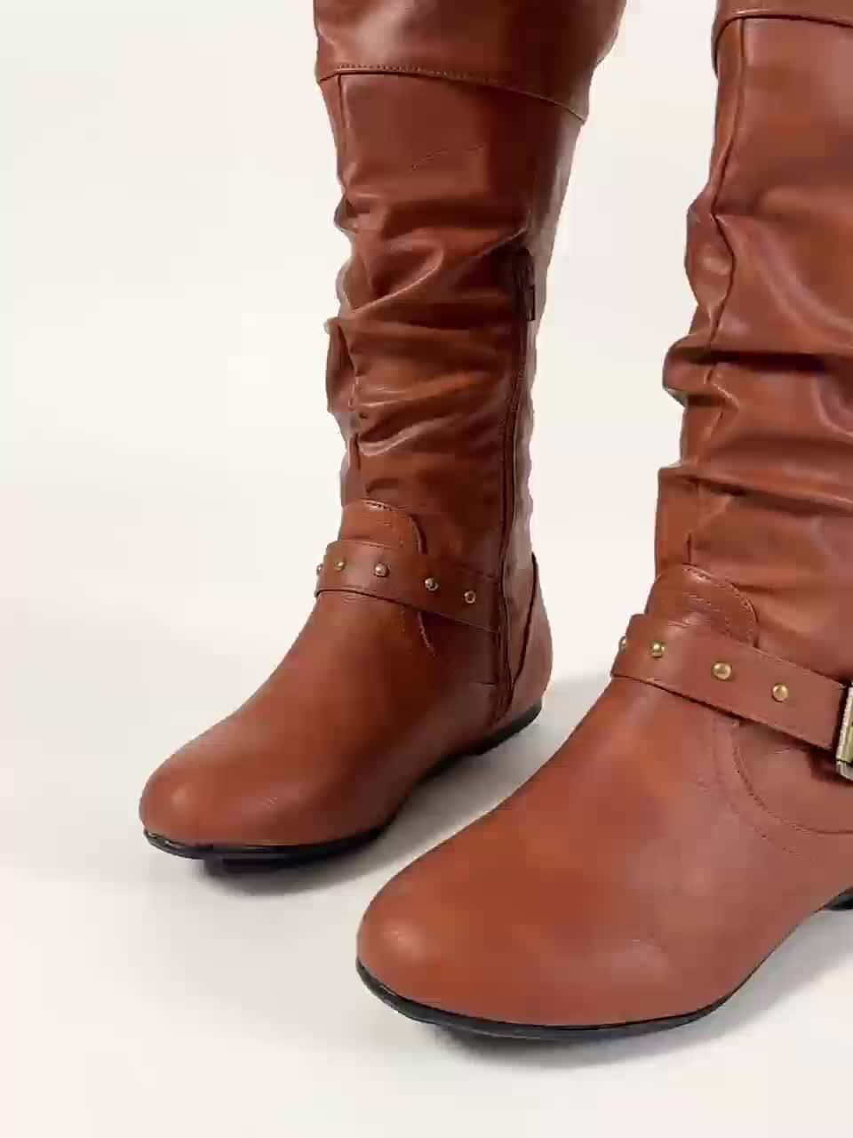 Women's Flat Equestrian Tall Boots with Soft Slouch