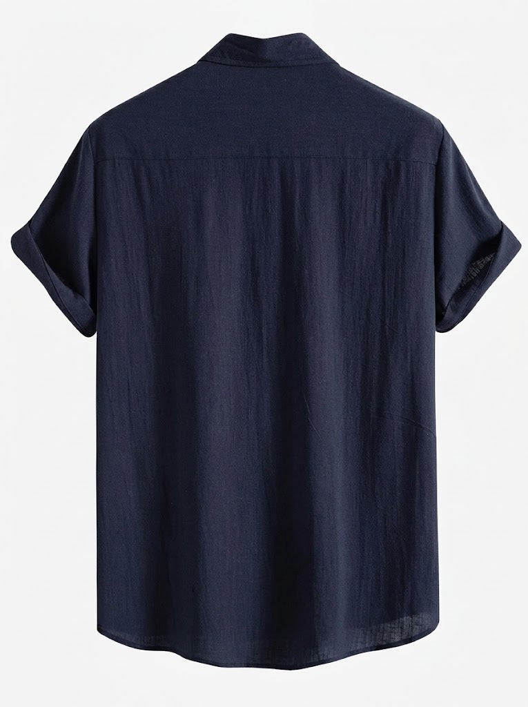 Men's Cotton Shirt and Linen Blend Trousers Set Lightweight