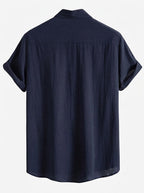Men's Cotton Shirt and Linen Blend Trousers Set Lightweight