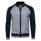 Men's 100% Cotton Zip Up Cardigan Soft Stand Knit