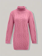Women's Oversized Cable Knit Turtleneck Sweater