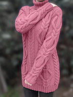 Women's Oversized Cable Knit Turtleneck Sweater