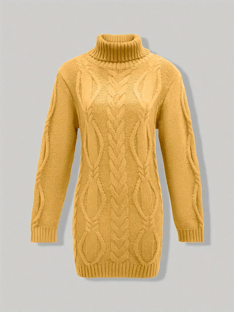 Women's Oversized Cable Knit Turtleneck Sweater