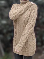 Women's Oversized Cable Knit Turtleneck Sweater
