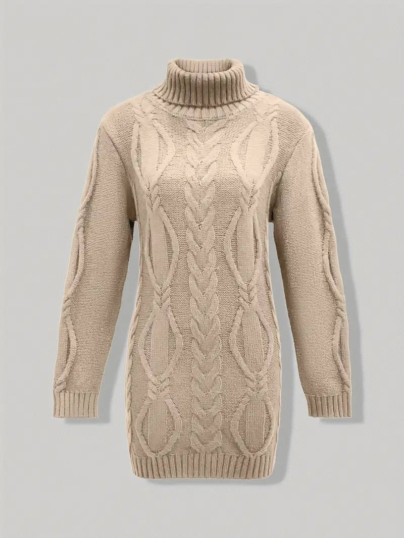 Women's Oversized Cable Knit Turtleneck Sweater