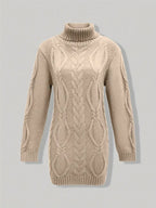 Women's Oversized Cable Knit Turtleneck Sweater