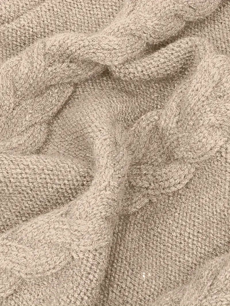 Women's Oversized Cable Knit Turtleneck Sweater
