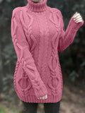 Women's Oversized Cable Knit Turtleneck Sweater