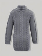 Women's Oversized Cable Knit Turtleneck Sweater