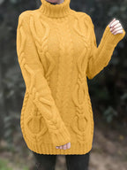 Women's Oversized Cable Knit Turtleneck Sweater