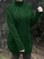 Women's Oversized Cable Knit Turtleneck Sweater