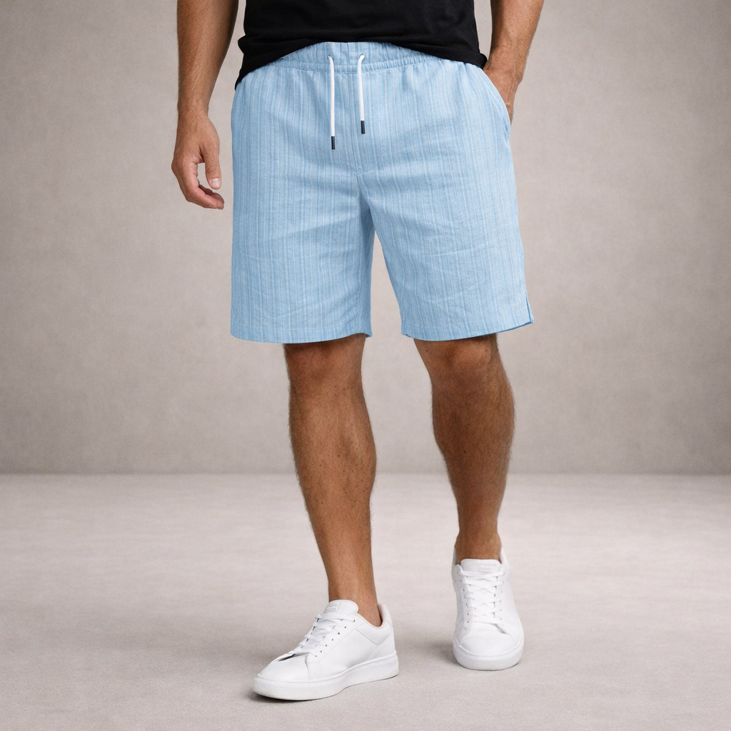 Men's Linen Shorts Drawstring Waist Printed Summer Fit
