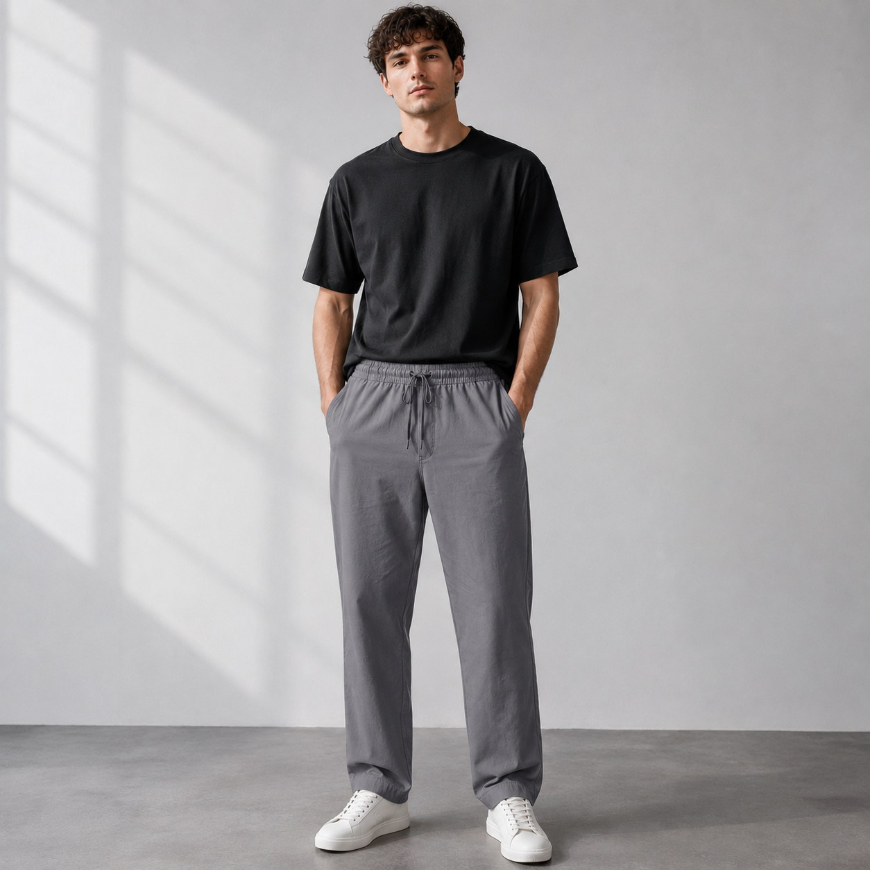Men's Lightweight Linen Drawstring Trousers Relaxed Summer Pants