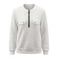Women's Easy-Fit Cable Pullover with Quarter-Zip Neck - White
