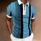 Men's Striped Polo Shirt Tailored Breathable Comfortable Stylish Casual