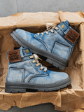Men's Urban Denim Lace Up Boots With Chunky Sole