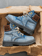 Men's Urban Denim Lace Up Boots With Chunky Sole