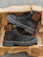Men's Urban Denim Lace Up Boots With Chunky Sole