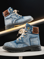 Men's Urban Denim Lace Up Boots With Chunky Sole