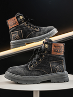 Men's Urban Denim Lace Up Boots With Chunky Sole