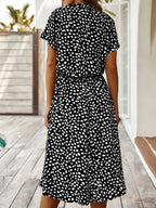 Women's Midi Summer Dress Adjustable Waist Lightweight Printed