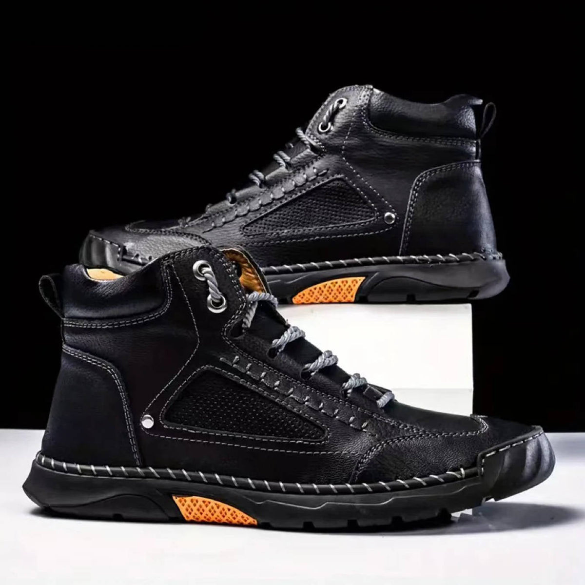 Men's Hand Stitched Ankle High Lace Up Outdoor Boots