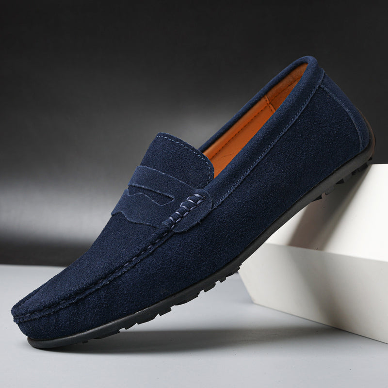 Men's Suede Penny Loafers Refined Slip On Casual Shoes