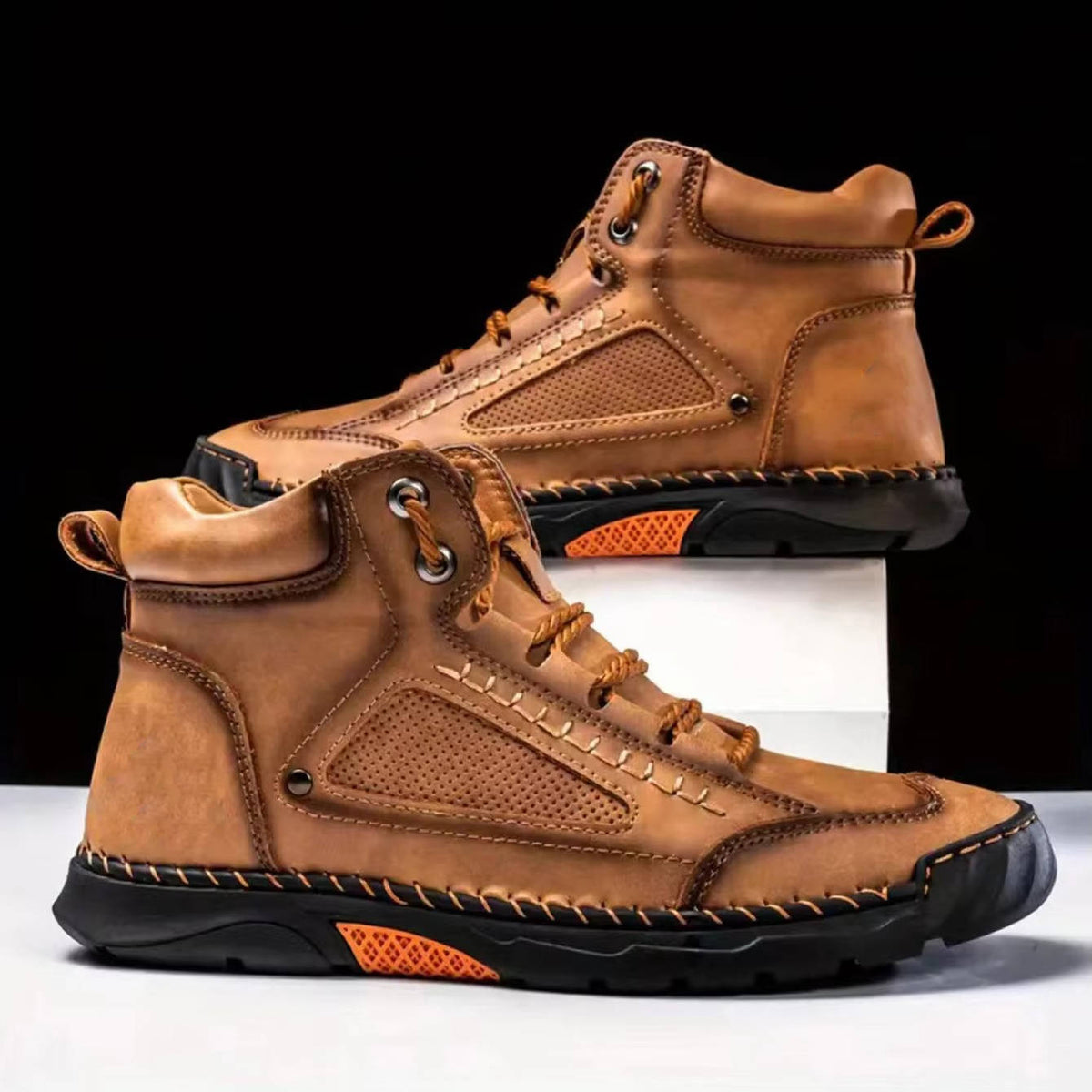 Men's Hand Stitched Ankle High Lace Up Outdoor Boots